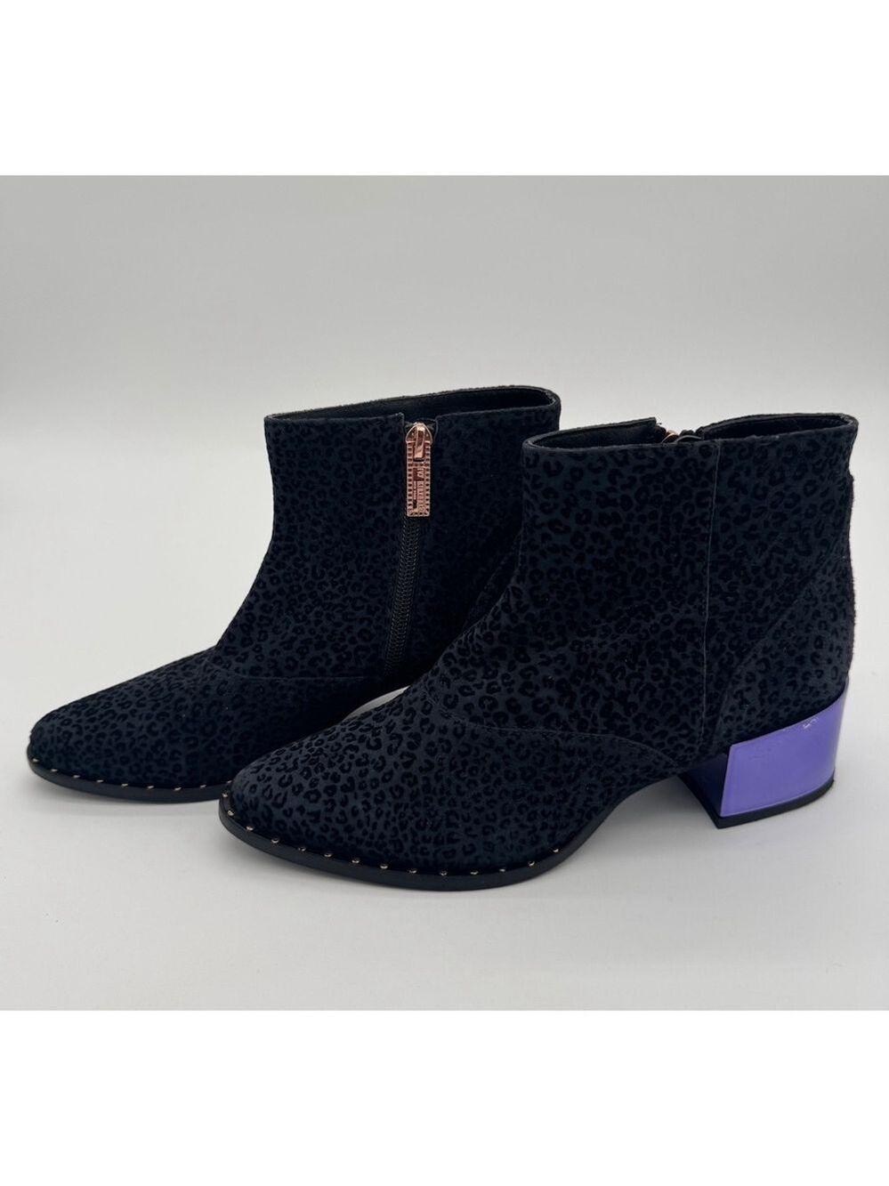 Women's Ivy Kirzhner Black Leopard Print Ankle Boots